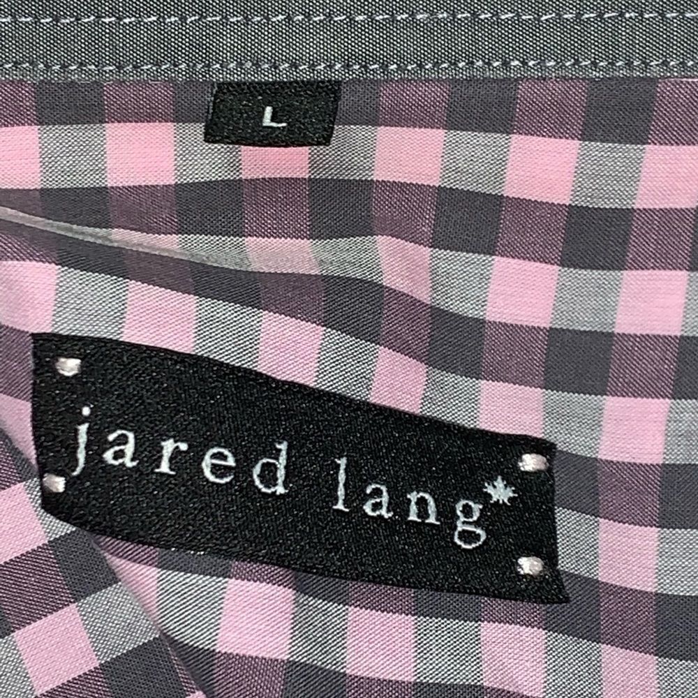 Jared Lang Check Gingham Gray Pink Button Down Sh… - image 4